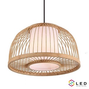 Đèn mây tre nửa tròn lồng vải thumb