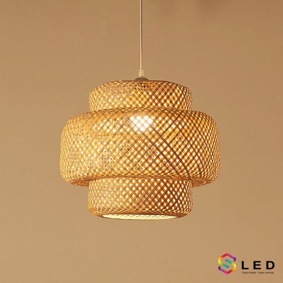 Đèn lồng mây tre 2 trụ lồng nhau