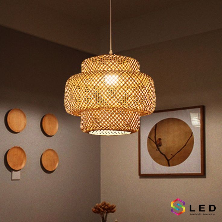 Đèn lồng mây tre 2 trụ lồng nhau